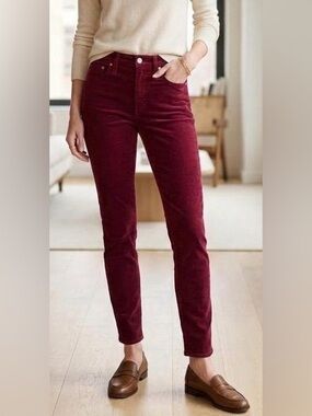 J. Crew Wine Burgundy Corduroy Matchstick Pants Jeans 30